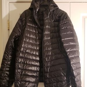 Black shiny puffer coat